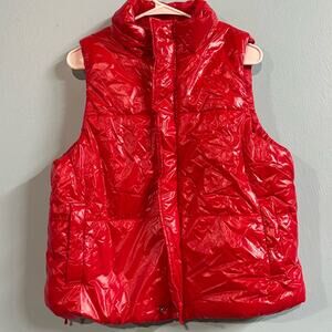 A New Day - Red Faux Fur Lined Puffer Vest, Red, Size M